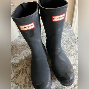 Hunter Black/Navy Rain Boots Womens 7